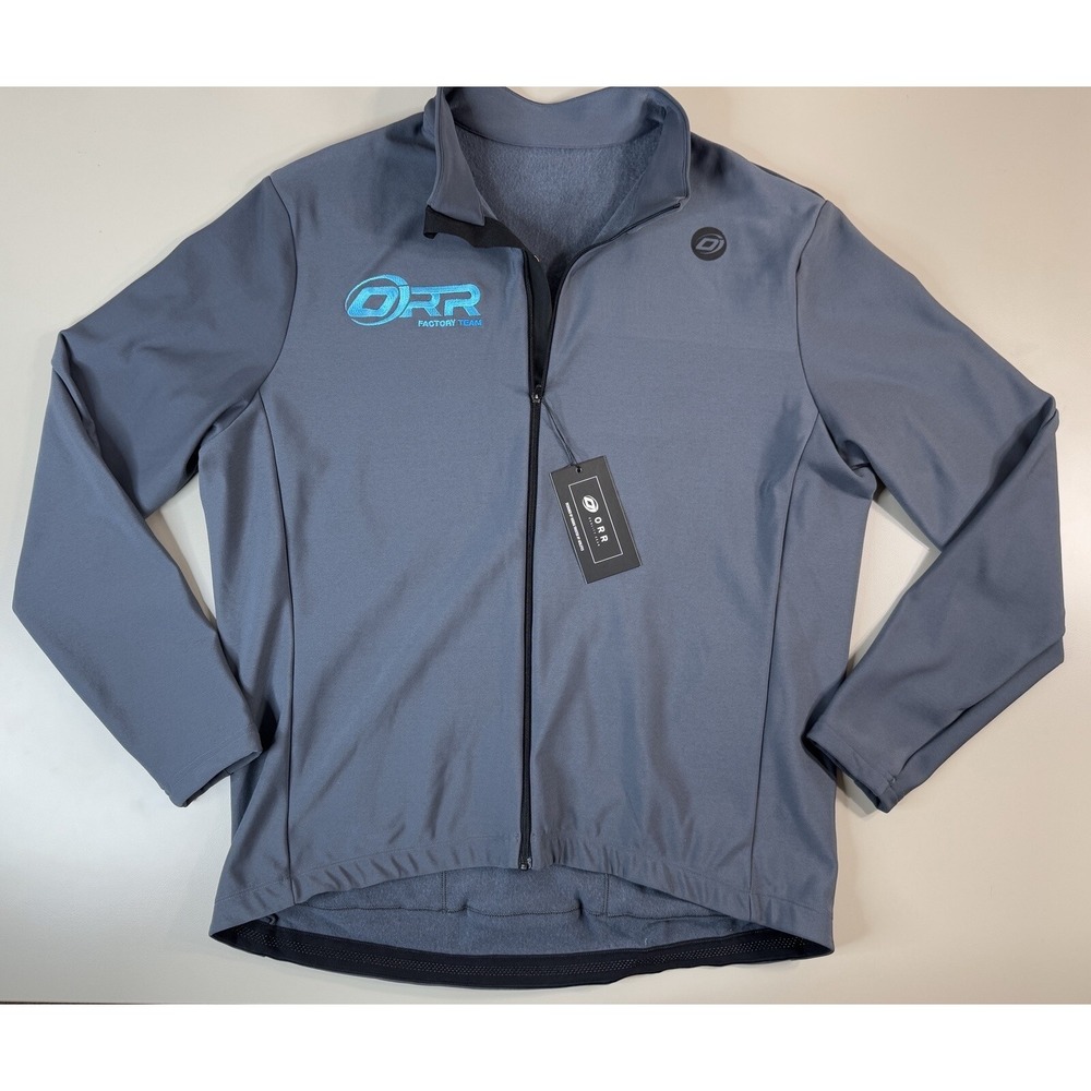 ORR Womens Cycling Thermal Jersey 3XL Gray Embroidered Full Zip Factory Team Kit